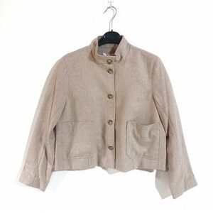 Cotelac Wool Blend Tan Boxy Short Jacket With Mandarin Collar Size 2/US8 NWT